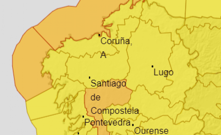 Declarada la alerta naranja en el interior de Pontevedra y desde la Costa da Morte hasta Ortegal por el temporal