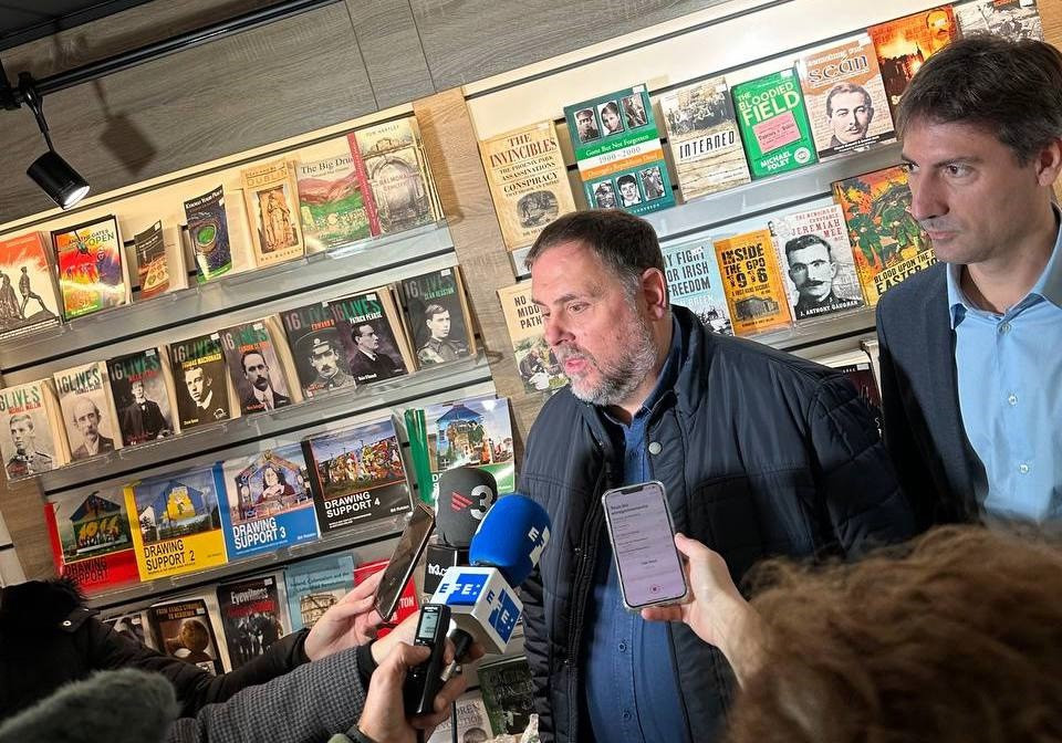 El líder d'ERC, Oriol Junqueras, en declaracions a Belfast