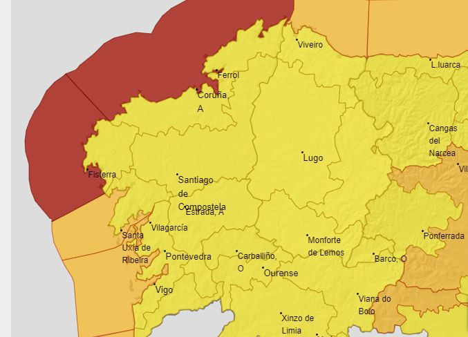 Alertas de AEMET para Galicia el jueves 31 de octubre
