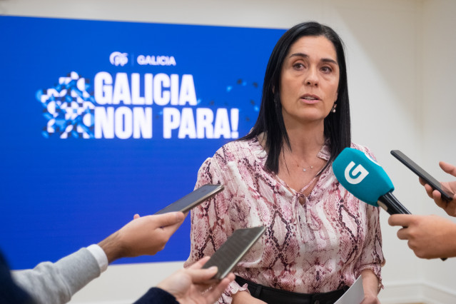 La secretaria general del PPdeG, Paula Prado, en declaraciones a los medios.