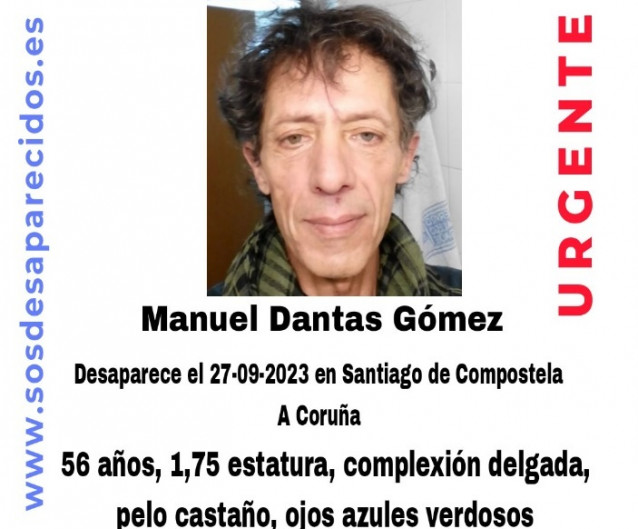 Buscan a un hombre de 56 años desparecido desde finales de septiembre en Santiago