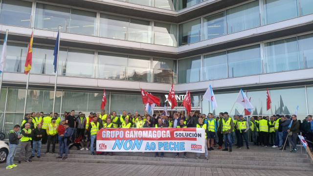Archivo - Trabajadores de Ganomagoga durante sus concentraciones.