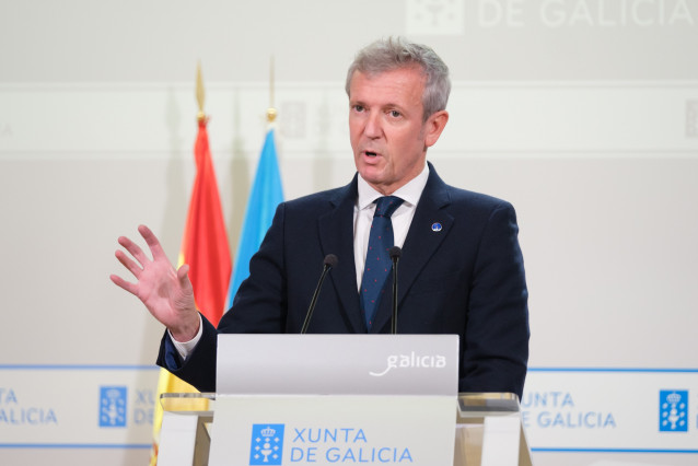 El presidente de la Xunta, Alfonso Rueda, en rueda de prensa