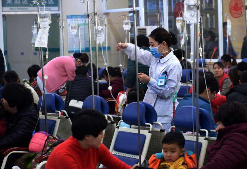 Hospital abarrotado en una imagen publicado en la red social china Weibo