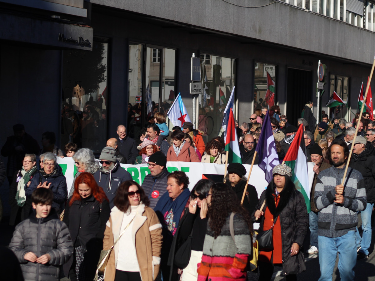Manifestación contra "el genocidio" de Israel a Palestina, a 17 de diciembre, en Santiago.