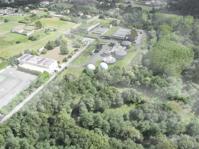 Archivo - Vista aérea del proyecto de la nueva depuradora de A Silvouta, en Santiago