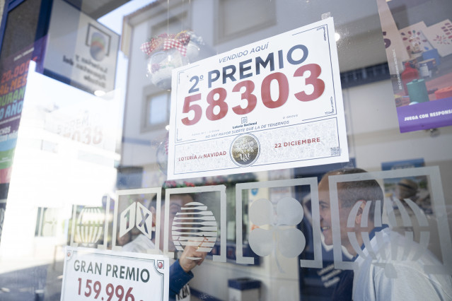 Número 58303 correspondiente al  'Segundo Premio’ del Sorteo Extraordinario de la Lotería de Navidad