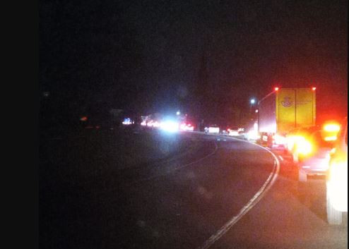 Retenciones por el accidente en Melide en una foto de Ecos da Comarca