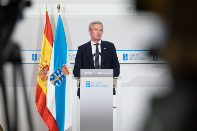 Archivo - El presidente de la Xunta, Alfonso Rueda, en la rueda de prensa tras la reunión semanal del Consello de la Xunta.