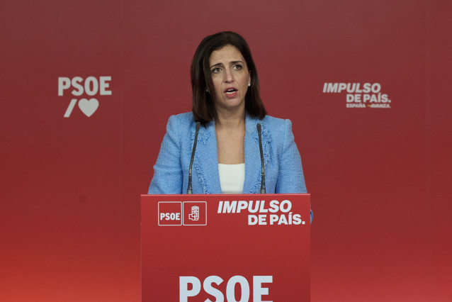 La nueva Portavoz del PSOE, Esther Peña, durante una rueda de prensa tras la reunión de la Comisión Ejecutiva Federal, en la sede del PSOE en Ferraz, a 22 de enero de 2024, en Madrid (España). El PSOE cerró este fin de semana en A Coruña su convención pol