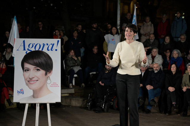 La candidata del BNG a la Presidencia de la Xunta, Ana Pontón, en el acto de apertura de campaña