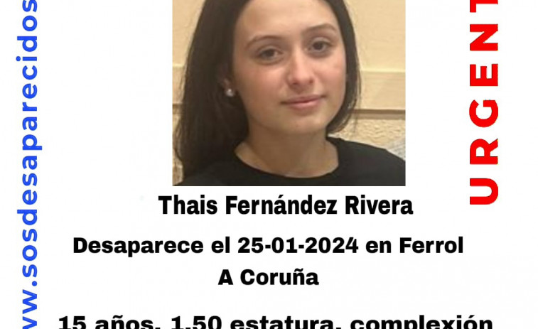Piden ayuda para encontrar a Thais, chica de 15 años que falta de casa desde hace una semana en Ferrol