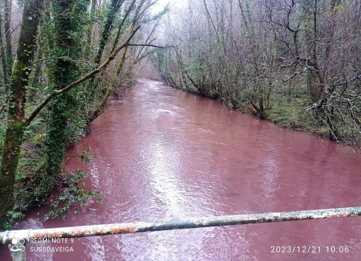 Rio presuntamente contaminado en As Somozas en una foto remitida por Arco Iris