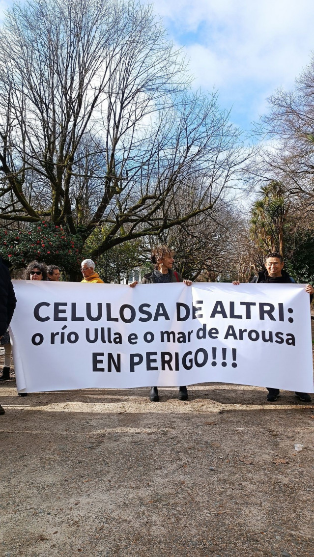 Plataforma Ulloa Viva en la manifestación 'en defensa do mar' del pasado mes de enero en Santiago de Compostela.