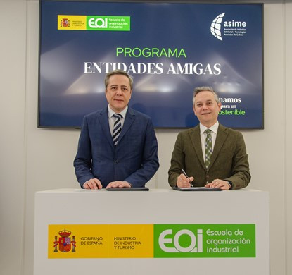 El director general de la Escuela de Organización Industrial (EOI), José Bayón , y el secretario general de Asime, Enrique Mallón.