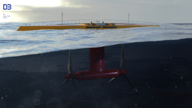 Archivo - Plataforma flotante de generación de electricidad a partir de la energía mareomotriz, diseñada por la tecnológica gallega Magallanes Renovables.
