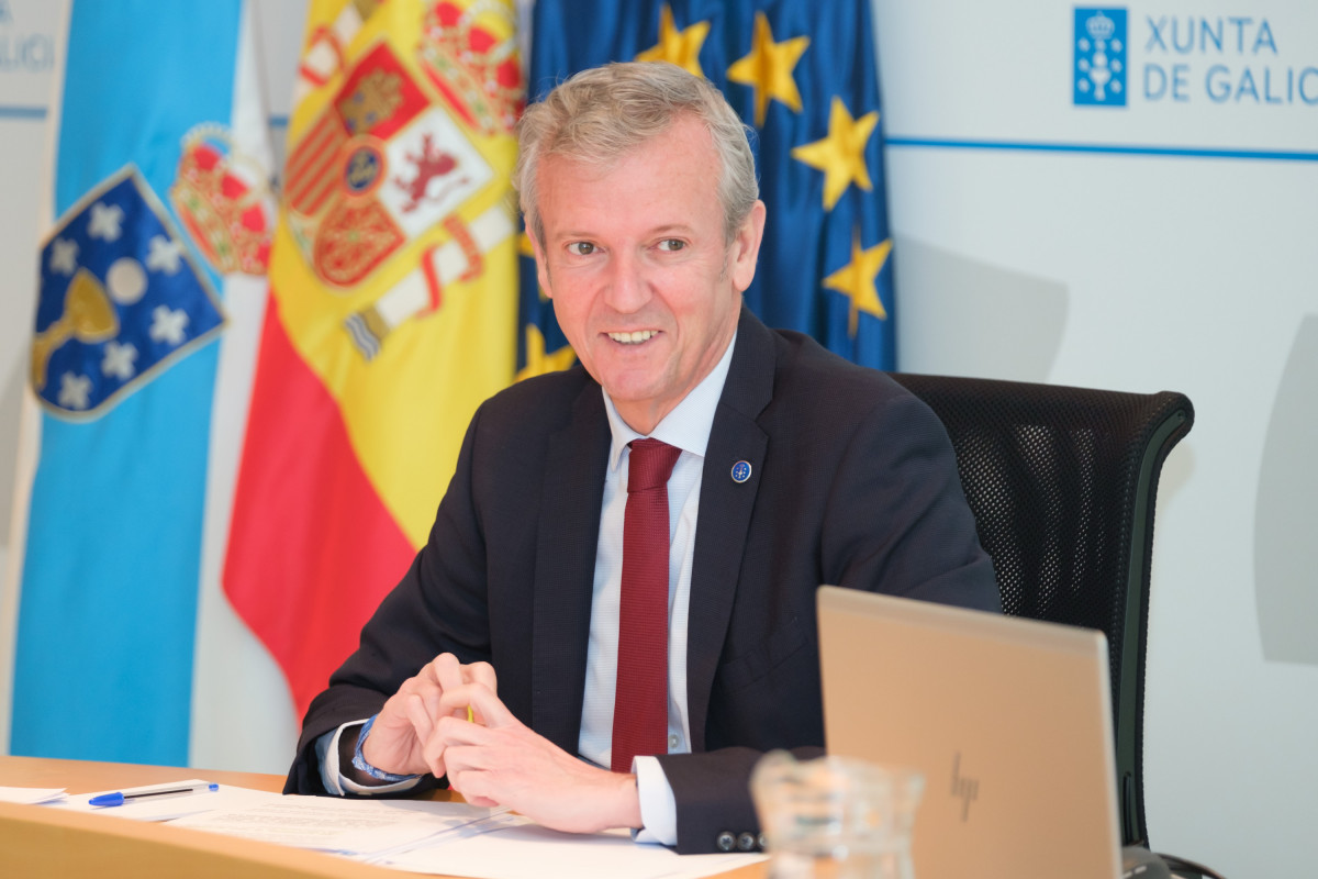 Alfonso Rueda hoy en la reuniu00f3n del Consello da Xunta antes de la rueda de prensa