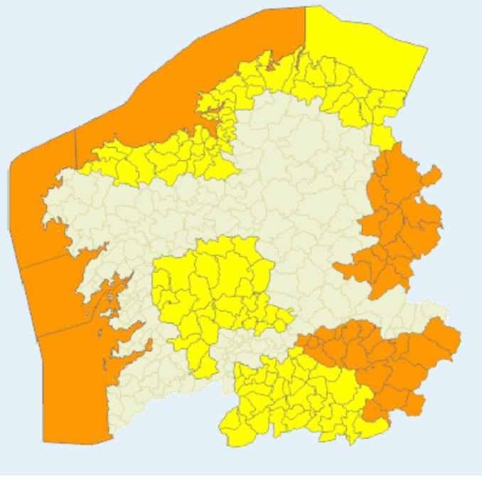 Alertas de Meteogalicia para el su00e1bado en Galicia