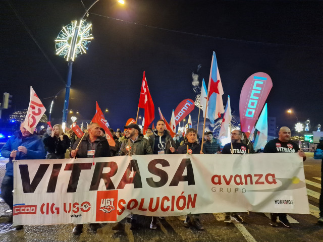 Archivo - Trabajadores de Vitrasa en una de sus manifestaciones.