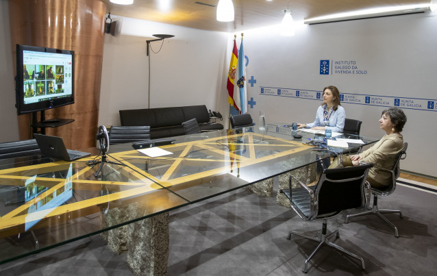 A vicepresidenta segunda e conselleira de Medio Ambiente, Territorio e Vivenda en funcións, Ángeles Vázquez, participa por videoconferencia, no Consello Consultivo de Asuntos Medioambientais.