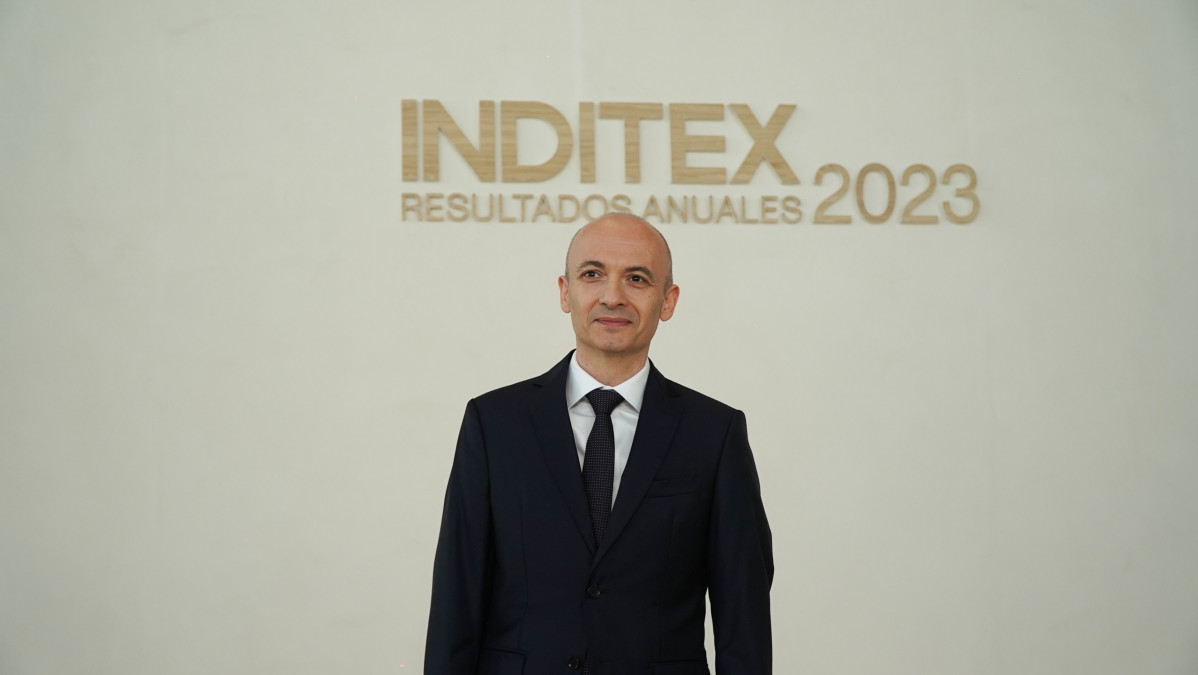 El consejero delegado de Inditex, Óscar García Maceiras, durante la presentación de los resultados del ejercicio 2023 de Inditex,  a 13 de marzo de 2024, en Pontevedra, Galicia (España).