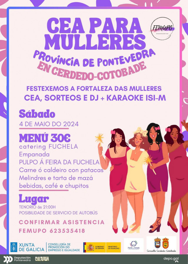 Cartel de la cena de mujeres de Cerdedo-Cotobade (Pontevedra)