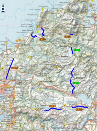 Plano de situación con los trechos objeto de las obras.