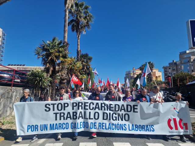 Imagen de la manifestación de este miércoles en Vigo.