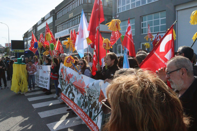 Protesta de trabajadoras del sector de la limpieza en A Coruña