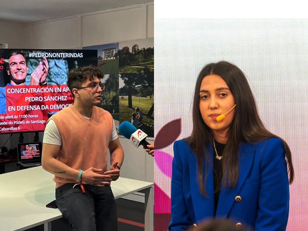 Fotomontaje con una imagenes sacadas de sus redes sociales de Xurxo Doval lu00edder de las juventudes del PSdeG PSOE y Nicole Grueira lu00edder de las Nuevas Generaciones del PP en Galicia