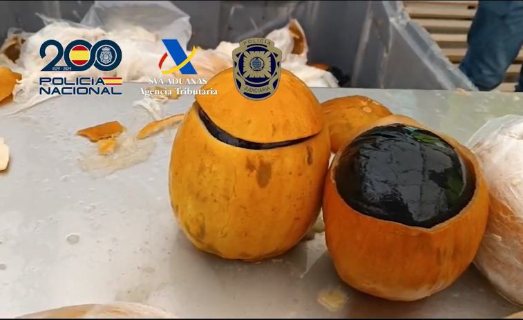 (VÍDEO) Casi 500 kilos de cocaína ocultos dentro de melones intervenidos en el puerto de Vigo
