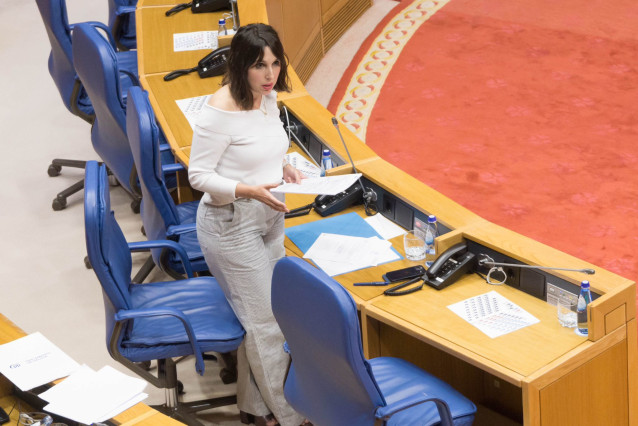 La conselleira de Economía e Industria, María Jesús Lorenzana, en el pleno del Parlamento de Galicia, a 29 de mayo de 2024.