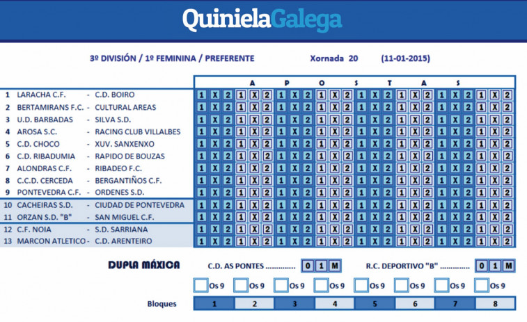 A Quiniela Galega combinará apostas electrónicas e boletos físicos