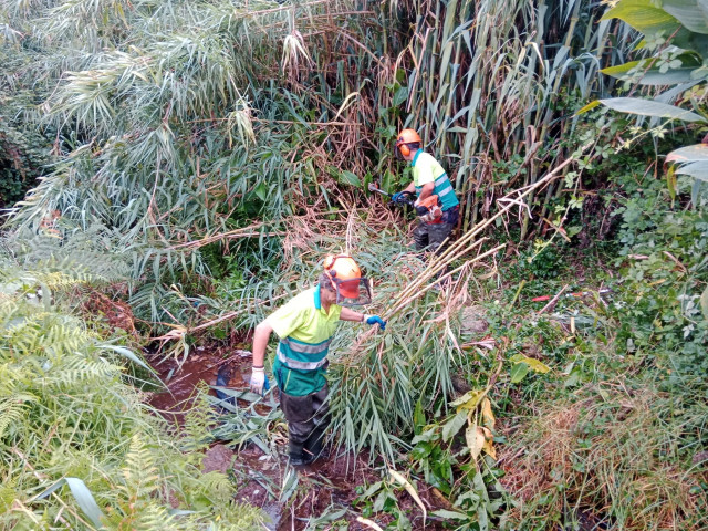 Imagen de las labores de conservación de dos tramos de canales fluviales.