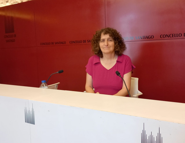 Goretti Sanmartín en una rueda de prensa posterior a la junta de gobierno local.