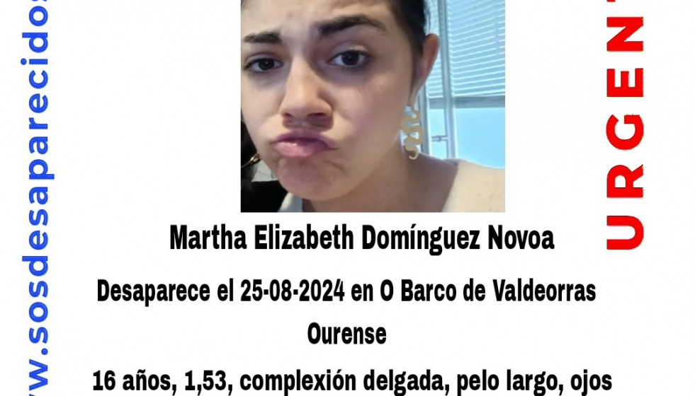 Martha Elizabeth Domínguez Novoa, menor de 16 años desaparecida de un centro de O Barco de Valdeorras (Ourense).