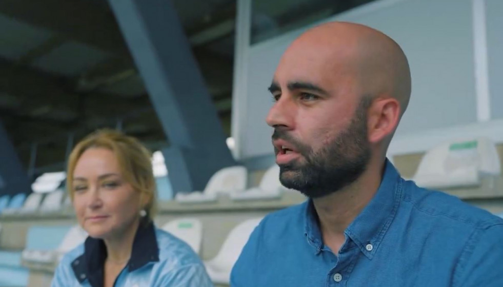 Giraldez y la presidenta del Celta anunciando su renovación