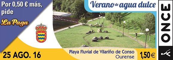 ​A praia fluvial de Vilariño de Conso, imaxe do cupón da ONCE