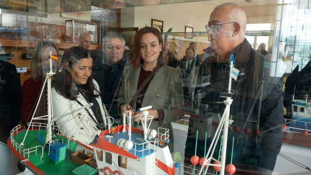 Diputada provincial, Carmela López Moreno, en la exposición 'Celeiro, 100 anos de tradición pesqueira'.