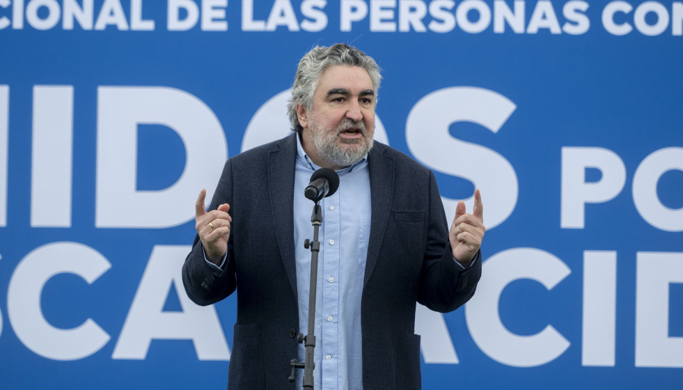 El presidente del Consejo Superior de Deportes, José Manuel Rodríguez Uribes, interviene durante el evento deportivo ‘Unidos por la Discapacidad’, en el Centro de Alto Rendimiento del Consejo Su