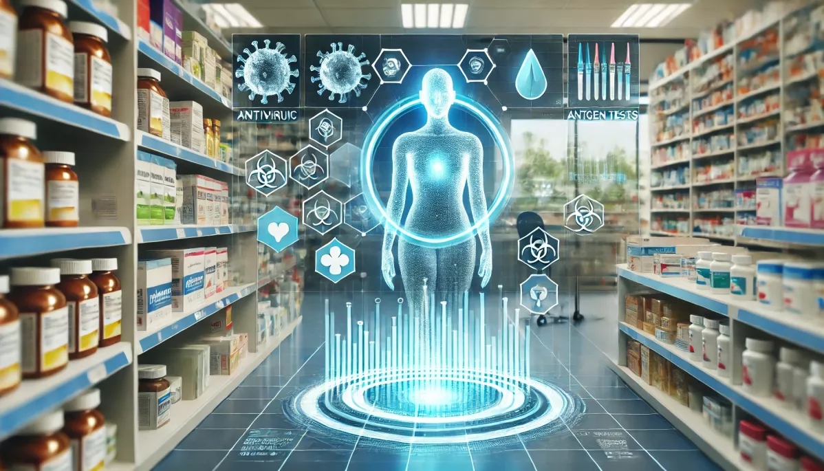 Imagen creada por IA sobre una IA que analiza ventas en farmacias