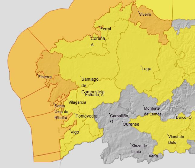 Alertas de AEMET para el domingo