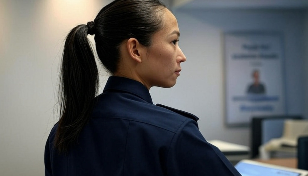 Imagen de una vigilante de seguridad creada mediante IA