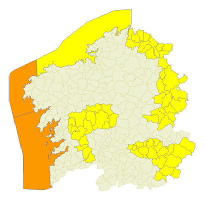 La borrasca Jana llega a Galicia para estropear el fin de semana con avisos de nivel amarillo y naranja