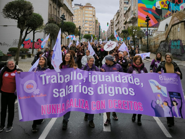Manifestación convocada por la CIG en Vigo con motivo del 8M, a 8 de marzo de 2025.