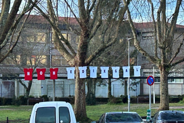 Acción reivindicativa del CEIP Lamas de Abade de Santiago contra el 'E-Dixgal'.
