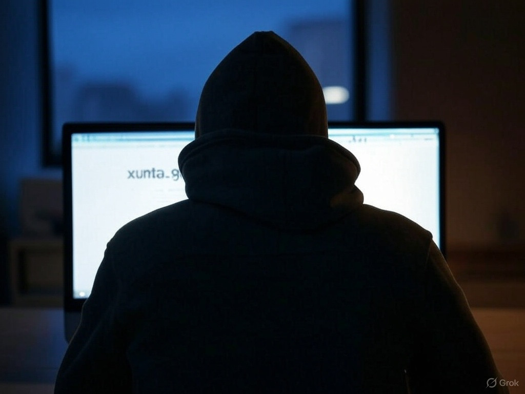 Recreación de un hacker accediendo a Xunta.gal en una imagan creada con la IA Grok