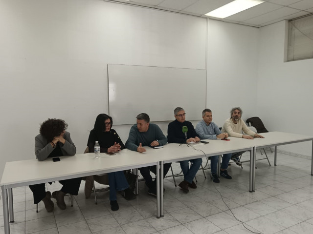 Representantes de los sindicatos con representación en la Administración de Justicia de Galicia, en rueda de prensa