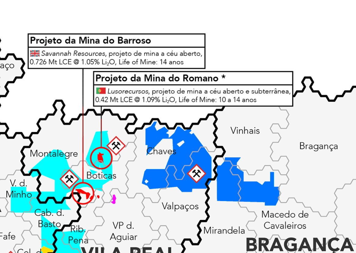 Situaciu00f3n de las minas de Barroso y Romano en un mapa de miningwatch