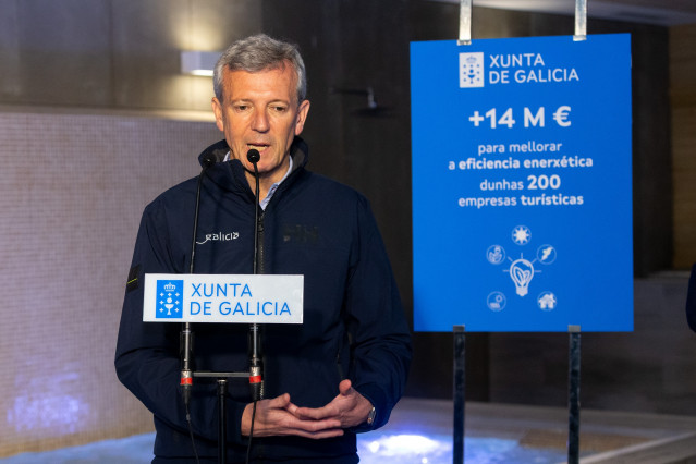 El presidente de la Xunta, Alfonso Rueda, interviene en un acto en O Pino (A Coruña).